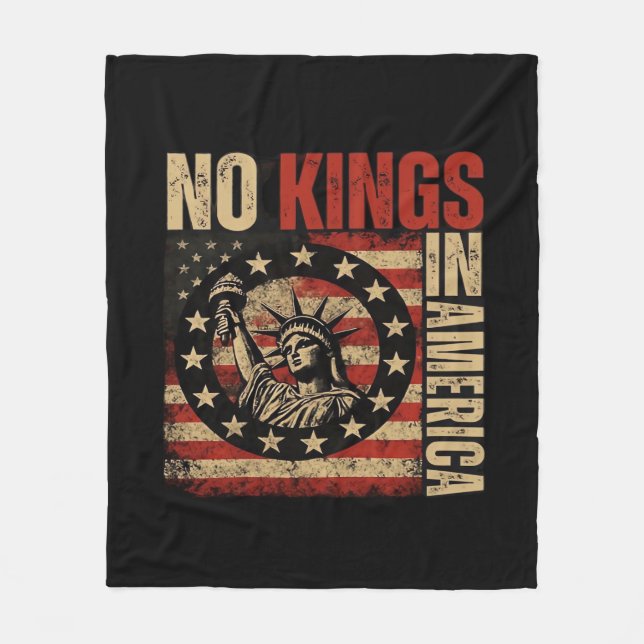 No Kings In America Patriotic Grunge Classic Vinta Fleece Blanket (Front)