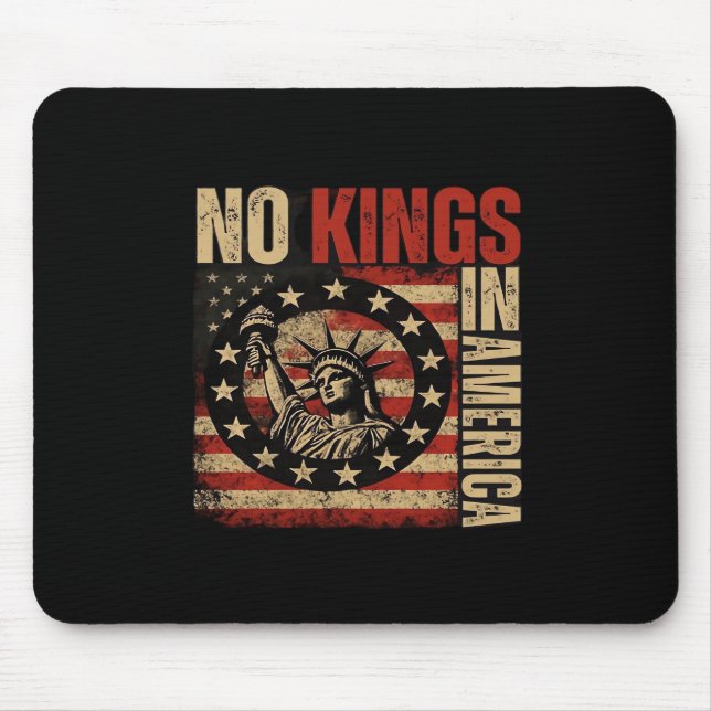No Kings In America Patriotic Grunge Classic Vinta Mouse Mat (Front)