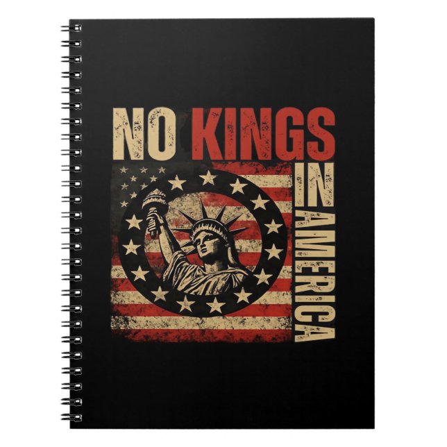 No Kings In America Patriotic Grunge Classic Vinta Notebook (Front)