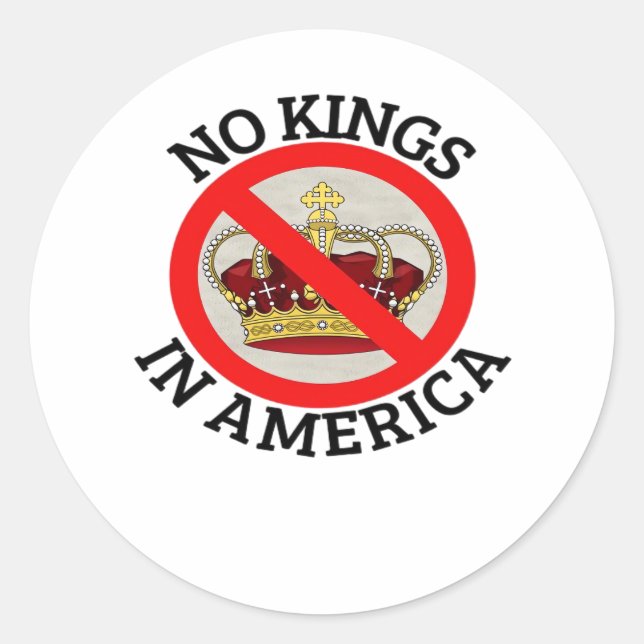 No Kings In America Patriotic Style Classic Round Sticker (Front)