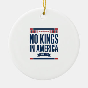 No Kings in America Patriotic Vintage Vector Desig Ceramic Tree Decoration