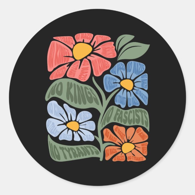 No Kings In America Resist Trump Protest Patriotic Classic Round Sticker (Front)