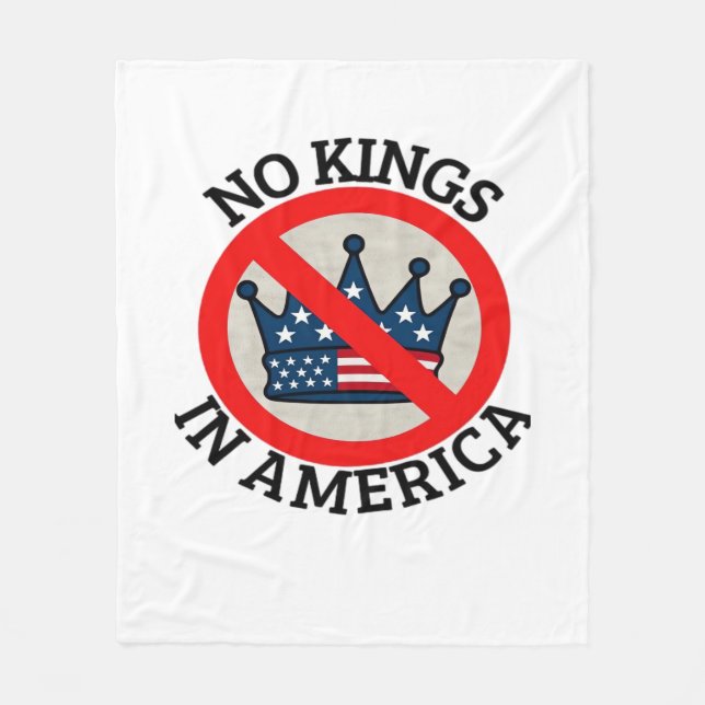 No Kings In America Retro Classic Fleece Blanket (Front)