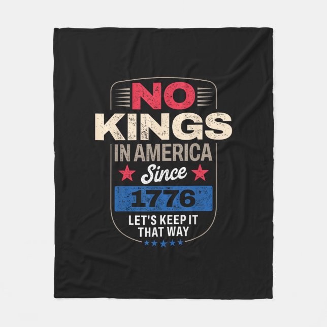 No Kings In America Retro Classic Fleece Blanket (Front)