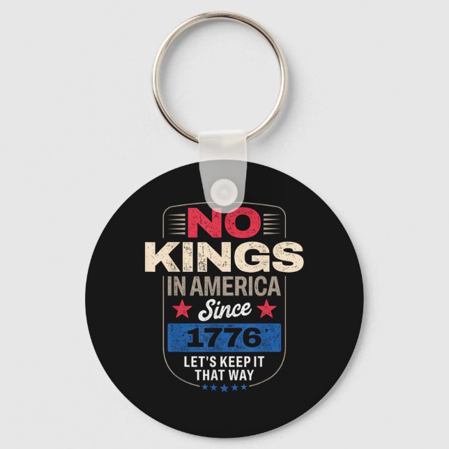 No Kings In America Retro Classic Key Ring (Front)