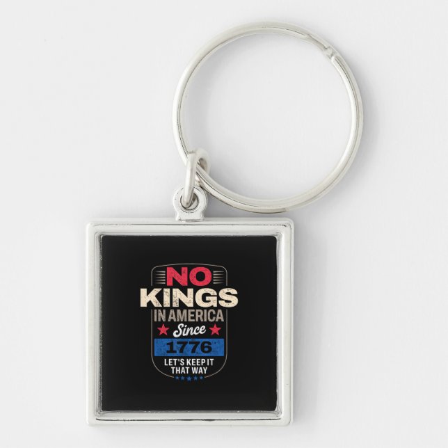No Kings In America Retro Classic Key Ring (Front)