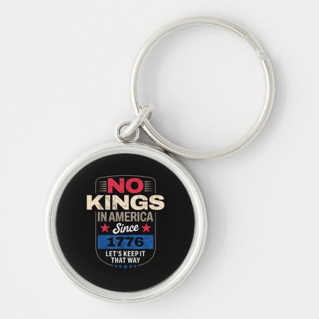 No Kings In America Retro Classic Key Ring (Front)