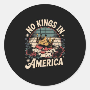 No Kings In America Retro Classic Round Sticker