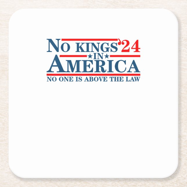 No Kings In America Retro Classic Square Paper Coaster (Front)