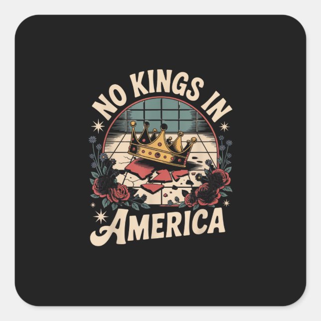 No Kings In America Retro Classic Square Sticker (Front)