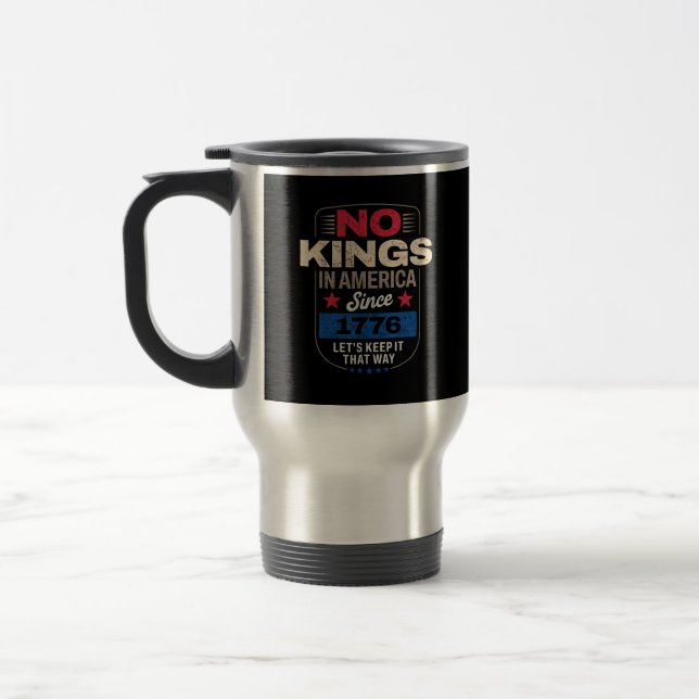 No Kings In America Retro Classic Travel Mug (Left)