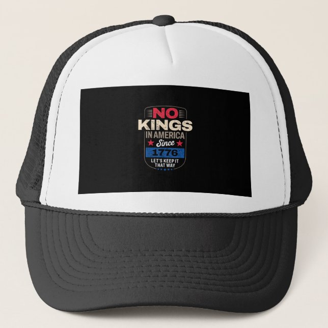 No Kings In America Retro Classic Trucker Hat (Front)