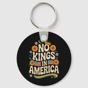 No Kings In America Retro Floral 70s Women Key Ring