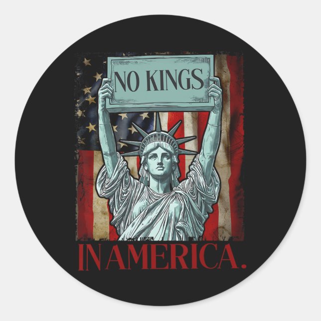 No Kings In America Retro Of Liberty  Classic Round Sticker (Front)