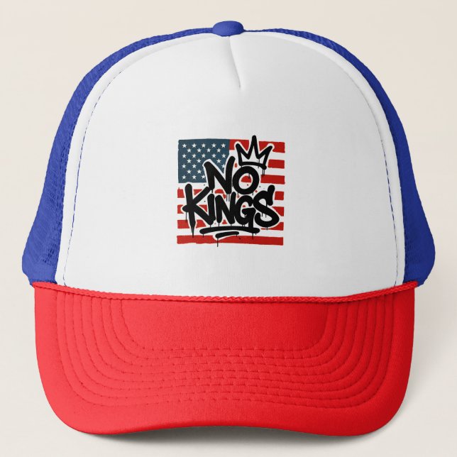 No Kings In America Save Democracy I Dissent Anti  Trucker Hat (Front)