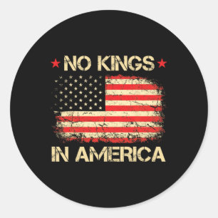 No Kings In America Shirt Usa Flag Democracy Classic Round Sticker