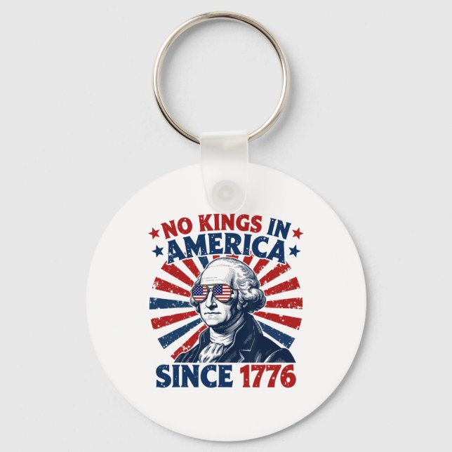 No Kings In America Since 1776 Distressed Flag Usa Key Ring (Front)