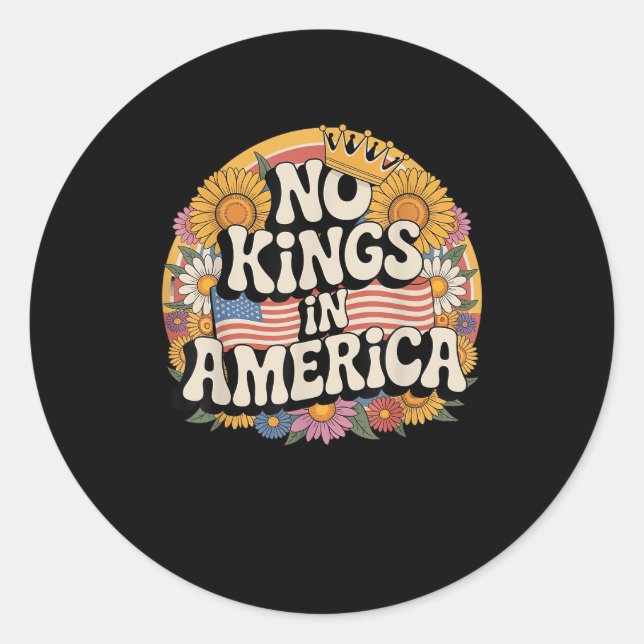 No Kings In America Since 1776 Distressed USA Flag Classic Round Sticker (Front)