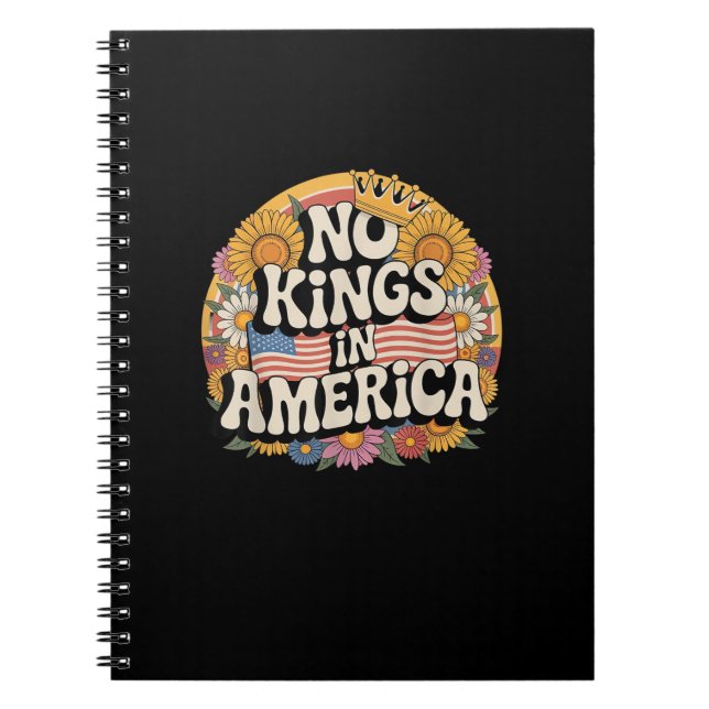 No Kings In America Since 1776 Distressed USA Flag Notebook (Front)