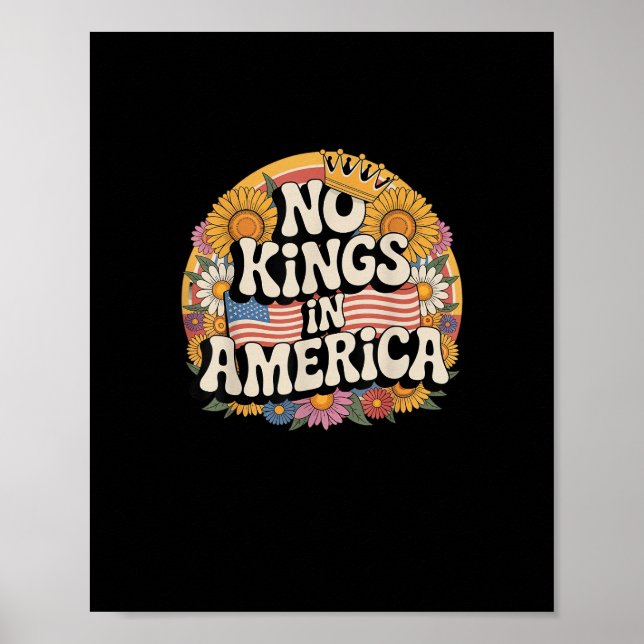 No Kings In America Since 1776 Distressed USA Flag Poster (Front)