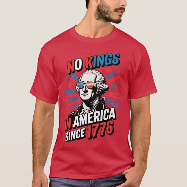No Kings in America Since 1776 Distressed USA Flag T-Shirt (Front)