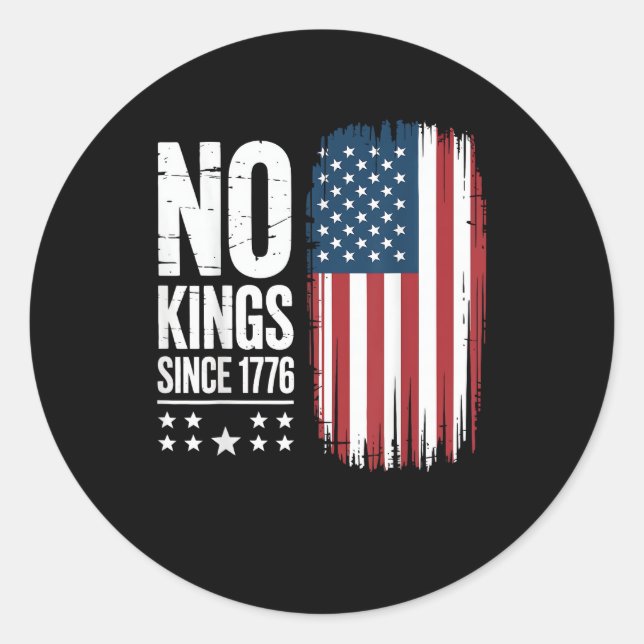 No Kings In America Since 1776 Freedom Spirit Look Classic Round Sticker (Front)