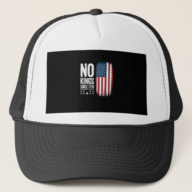 No Kings In America Since 1776 Freedom Spirit Look Trucker Hat (Front)