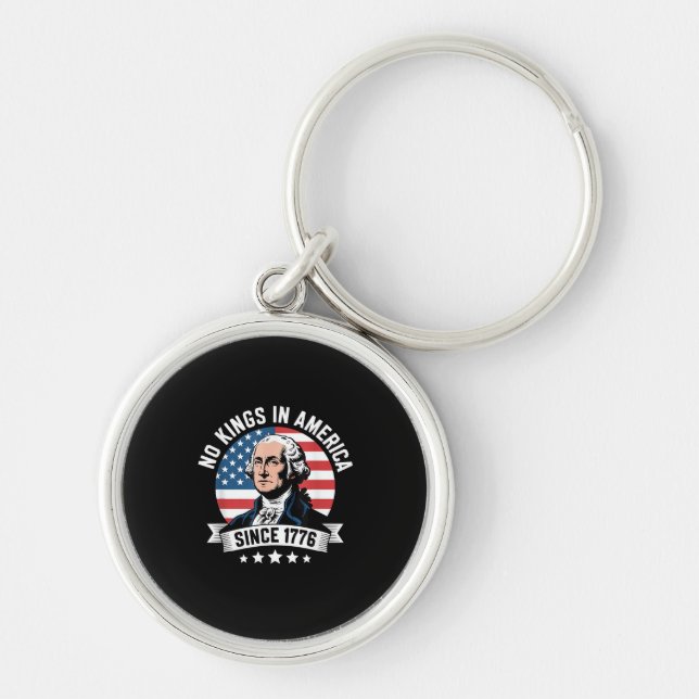 No Kings In America Since 1776 Funny Crown Key Ring (Front)