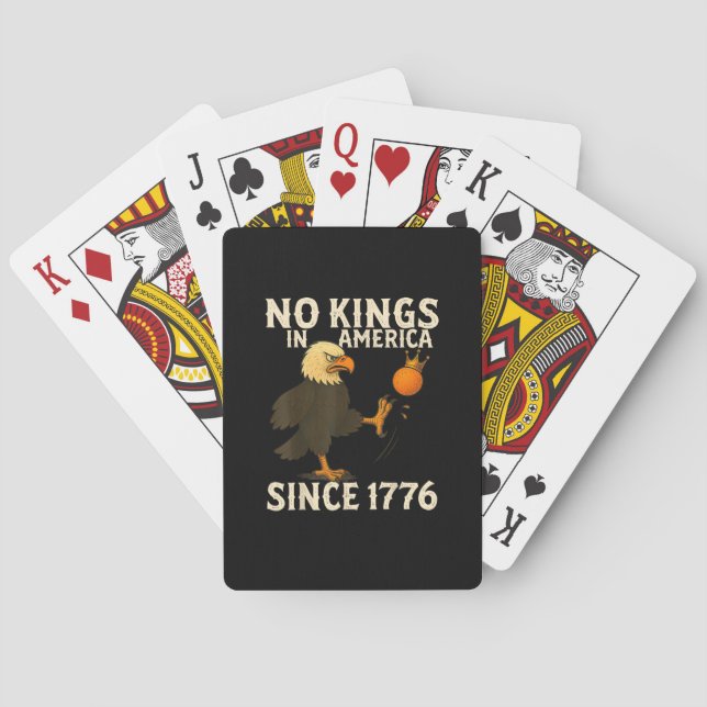 No Kings In America Since 1776 Funny  Kicking Crow Playing Cards (Back)
