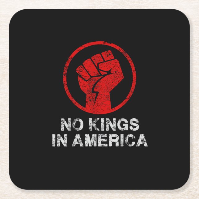 No Kings In America Since 1776 Resist 8647 US Flag Square Paper Coaster (Front)