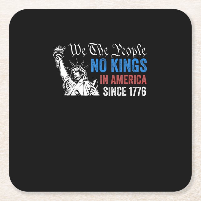 No Kings In America Since 1776 Retro Classic Square Paper Coaster (Front)