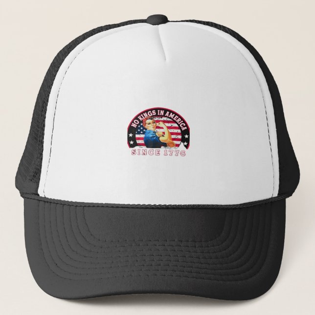 No Kings In America Since 1776 USA Flag Save  Esse Trucker Hat (Front)