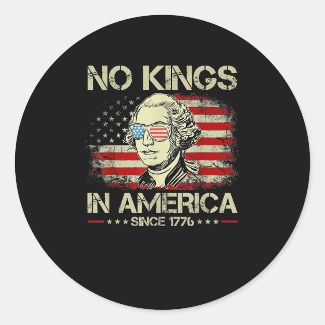 No Kings In America Since 1776 Vintage Flag Classic Round Sticker (Front)