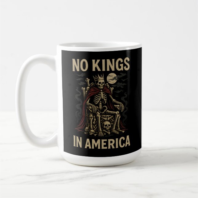 No Kings in America Skeleton Coffee Mug (Left)