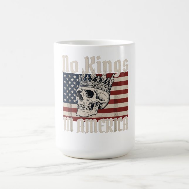 no kings in america Skull amirican flag Coffee Mug (Center)