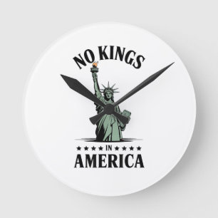 No Kings in America Statue of Liberty Round Clock