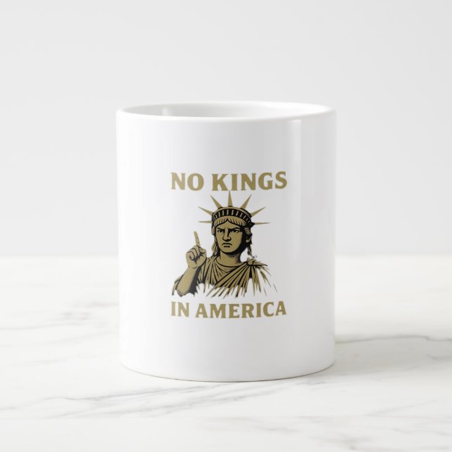 No Kings In America Statue Of  No Kings Day Protes Large Coffee Mug (Front)