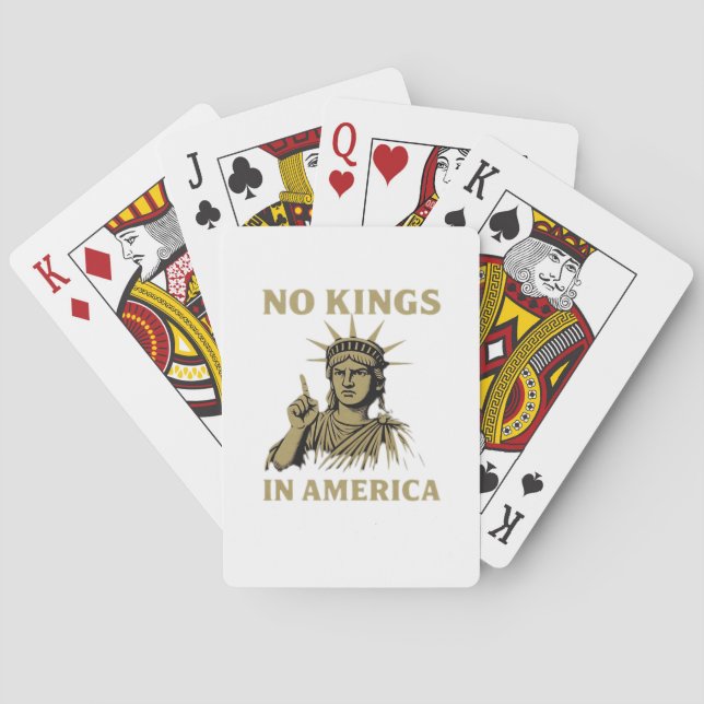 No Kings In America Statue Of  No Kings Day Protes Playing Cards (Back)