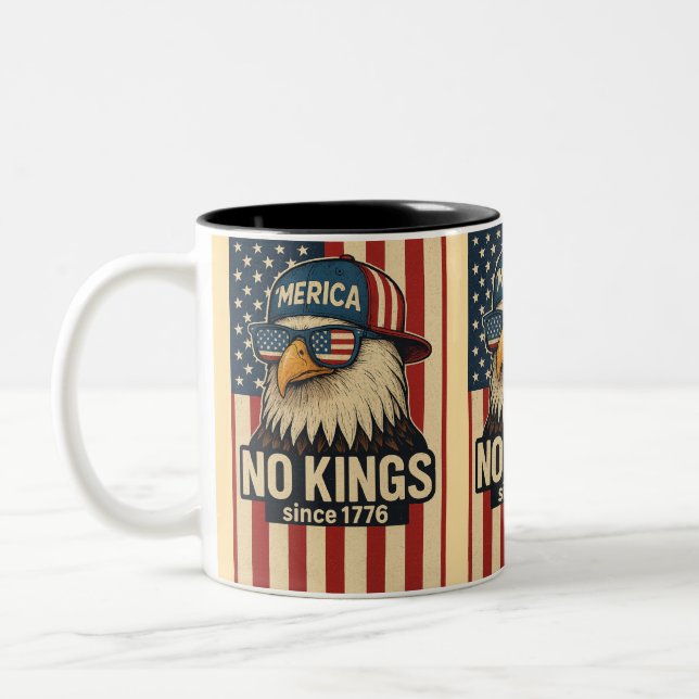 No Kings In America Two-Tone Coffee Mug (Left)