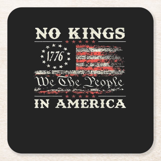 No Kings In America United States Independence Cla Square Paper Coaster (Front)