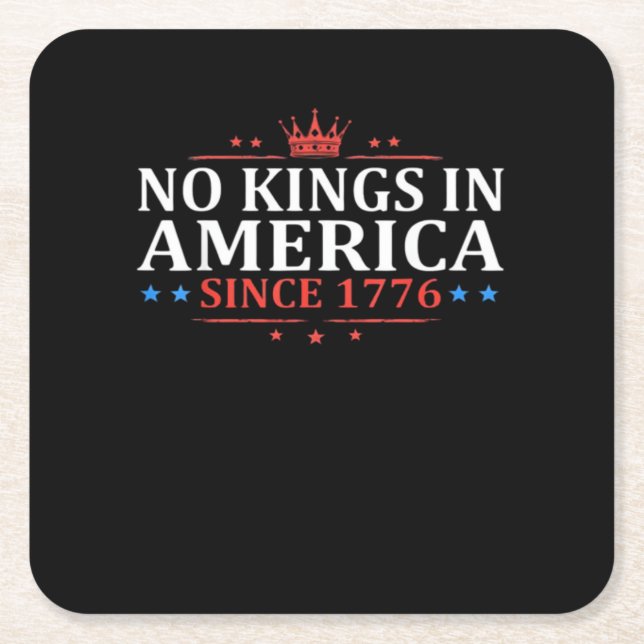No Kings In America United States Independence Cla Square Paper Coaster (Front)