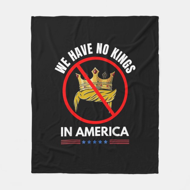 No Kings In America United States Independence Ret Fleece Blanket (Front)