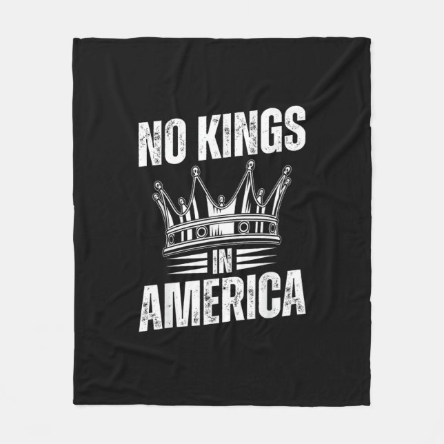 No Kings In America United States Independence Vin Fleece Blanket (Front)
