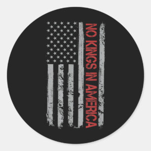 No Kings In America Us Flag Vintage Classic Round Sticker