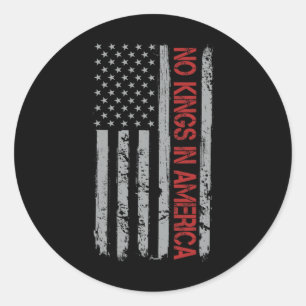No Kings In America Us Flag Vintage Classic Round Sticker