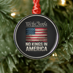 No Kings in America US Flag Vintage Metal Tree Decoration
