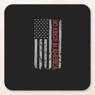 No Kings In America US Flag Vintage Retro Style Square Paper Coaster
