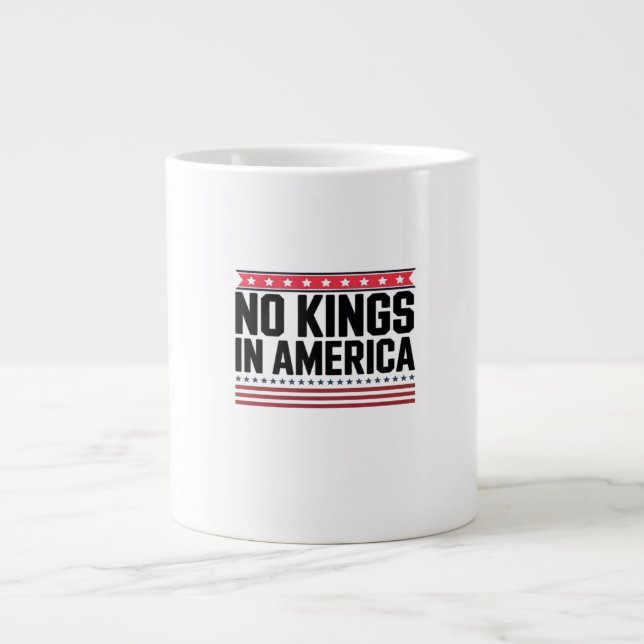 No Kings In America USA Bold Design Large Coffee Mug (Front)