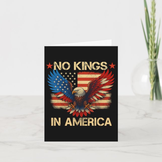 No Kings In America Usa Flag Democracy Eagle Patri Card (Front)