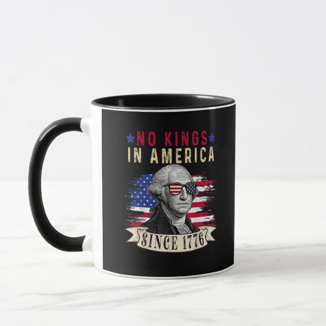 No Kings In America USA Flag Retro Cool Style Mug (Left)